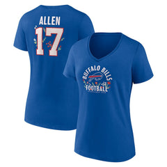 Josh Allen Buffalo Bills Women's Floral Name & Number V-Neck T-Shirt - Royal T-shirts