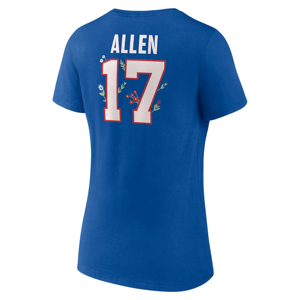 Josh Allen Buffalo Bills Women's Floral Name & Number V-Neck T-Shirt - Royal T-shirts
