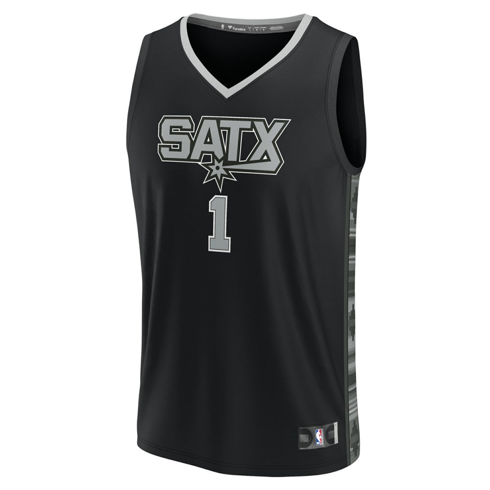 Victor Wembanyama San Antonio Spurs Fast Break Replica Player Jersey Statement Edition Black - Fanatics