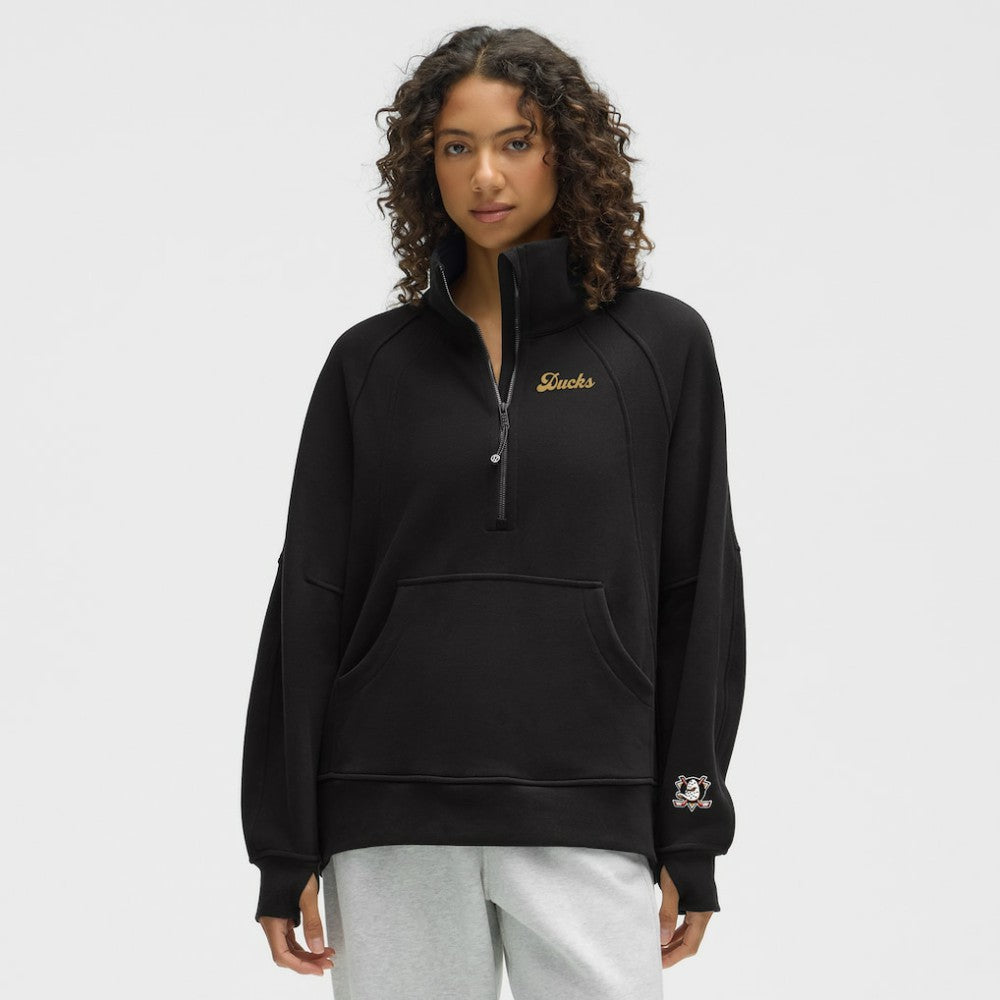 Anaheim Ducks lululemon Women's Long Scuba Oversized Half-Zip Funnel Neck - Black | US 203201160