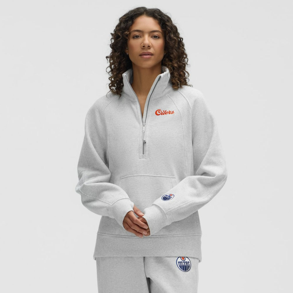 Edmonton Oilers lululemon Women's Long Scuba Oversized Half-Zip Funnel Neck - Heathered Core Ultra Light Grey | US 203201168