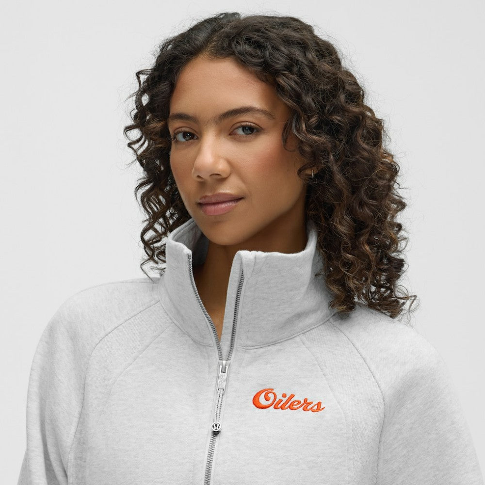 Edmonton Oilers lululemon Women's Long Scuba Oversized Half-Zip Funnel Neck - Heathered Core Ultra Light Grey | US 203201168