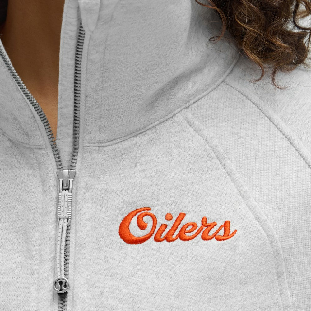 Edmonton Oilers lululemon Women's Long Scuba Oversized Half-Zip Funnel Neck - Heathered Core Ultra Light Grey | US 203201168