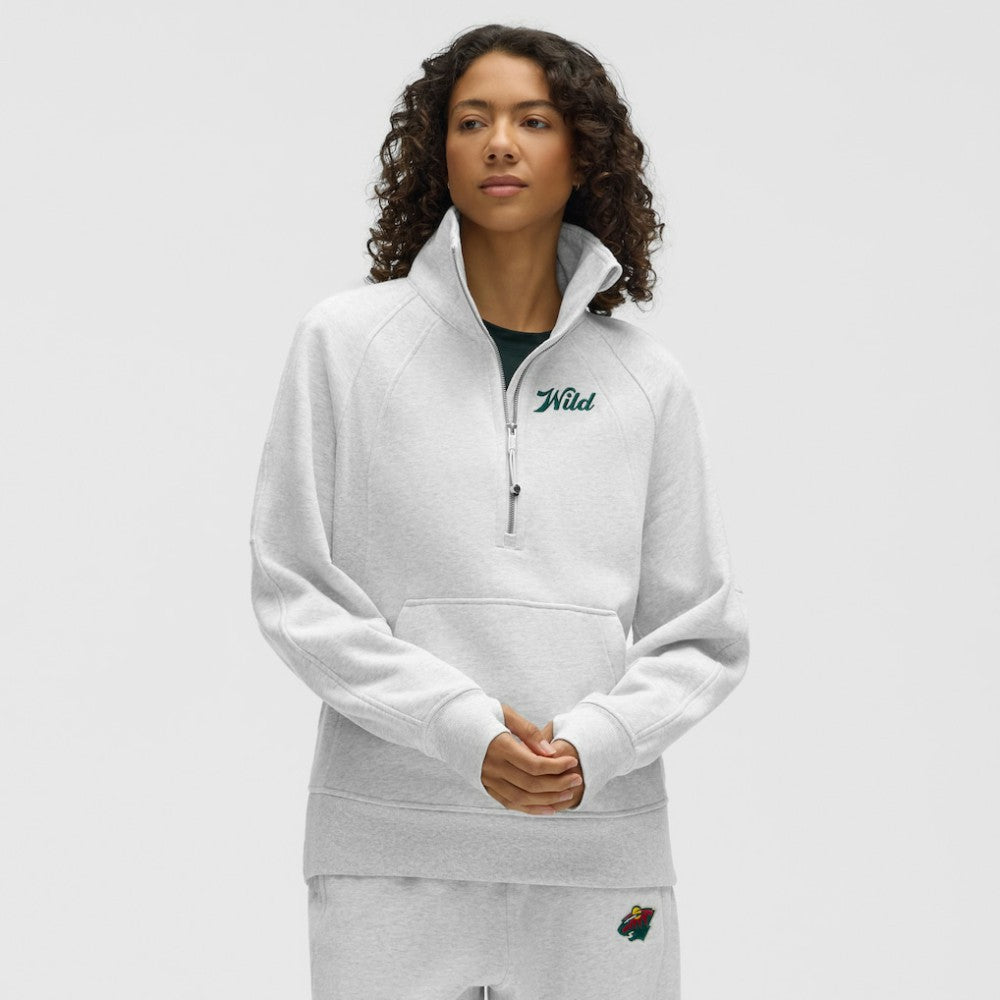 Minnesota Wild lululemon Women's Long Scuba Oversized Half-Zip Funnel Neck - Heathered Core Ultra Light Grey | US 203201175