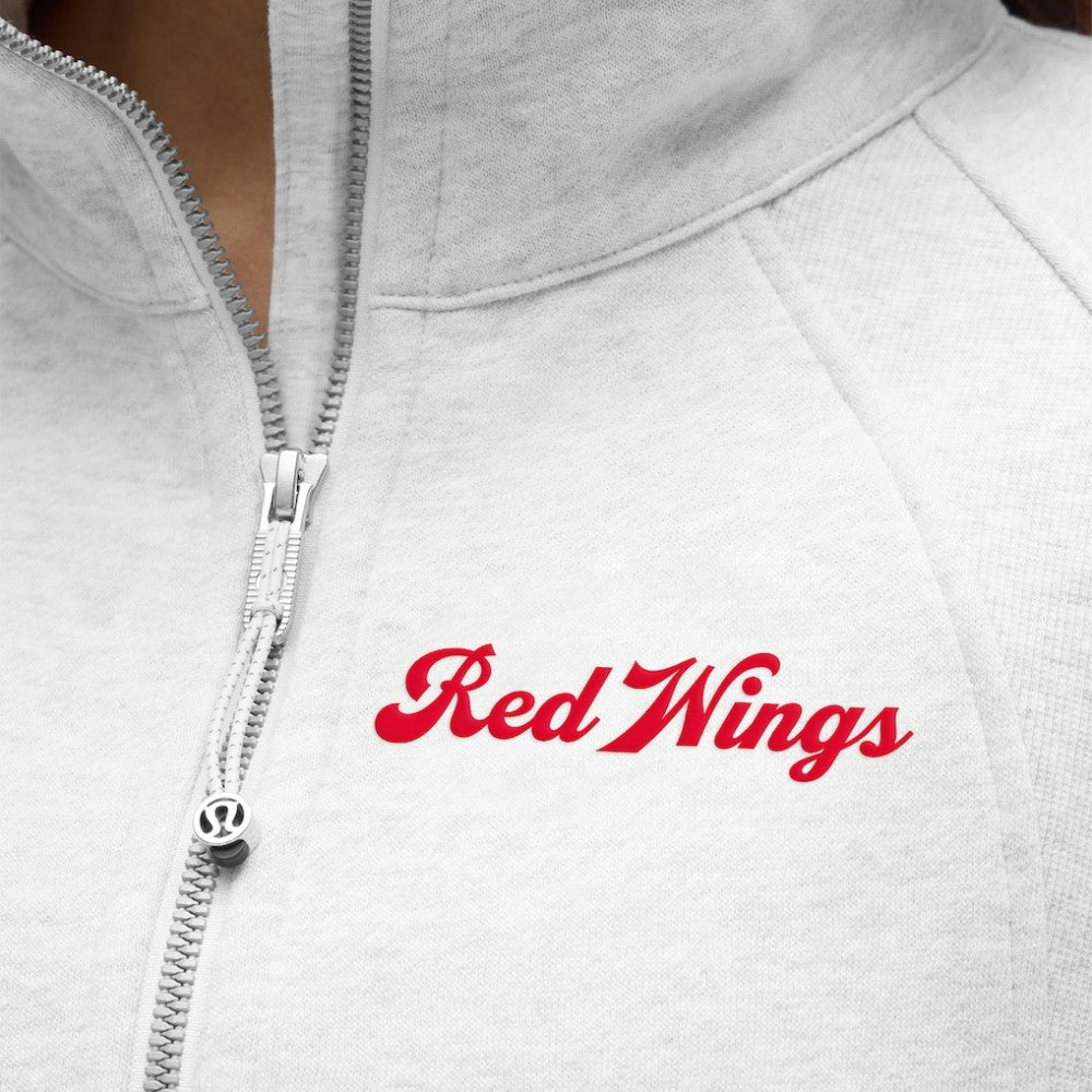 Detroit Red Wings lululemon Women's Long Scuba Oversized Half-Zip Funnel Neck - Heathered Core Ultra Light Grey | US 203201176
