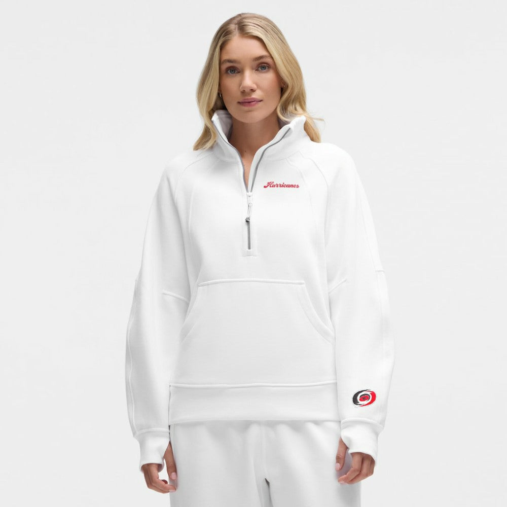 Carolina Hurricanes lululemon Women's Long Scuba Oversized Half-Zip Funnel Neck - White | US 203201179