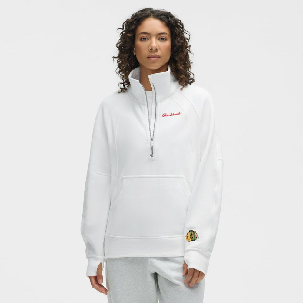 Chicago Blackhawks lululemon Women's Long Scuba Oversized Half-Zip Funnel Neck - White | US 203201180