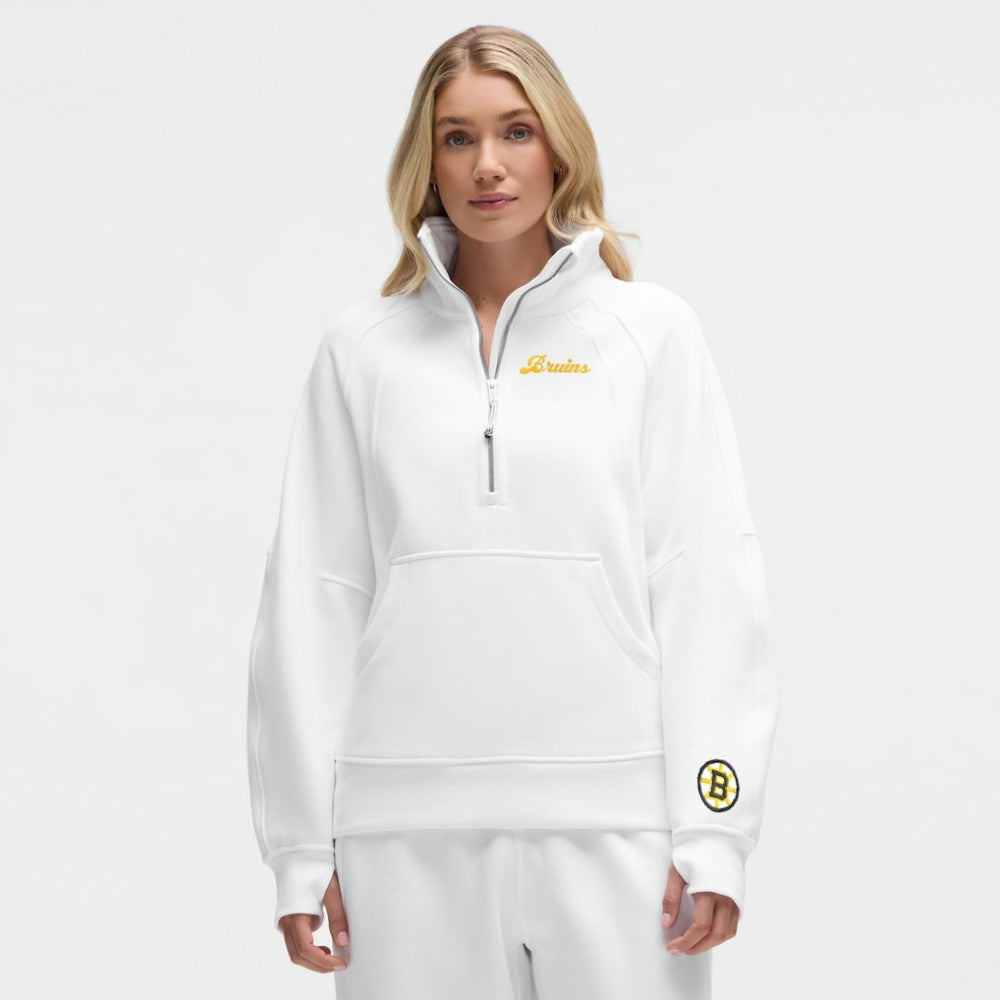 Boston Bruins lululemon Women's Long Scuba Oversized Half-Zip Funnel Neck - White | US 203201185