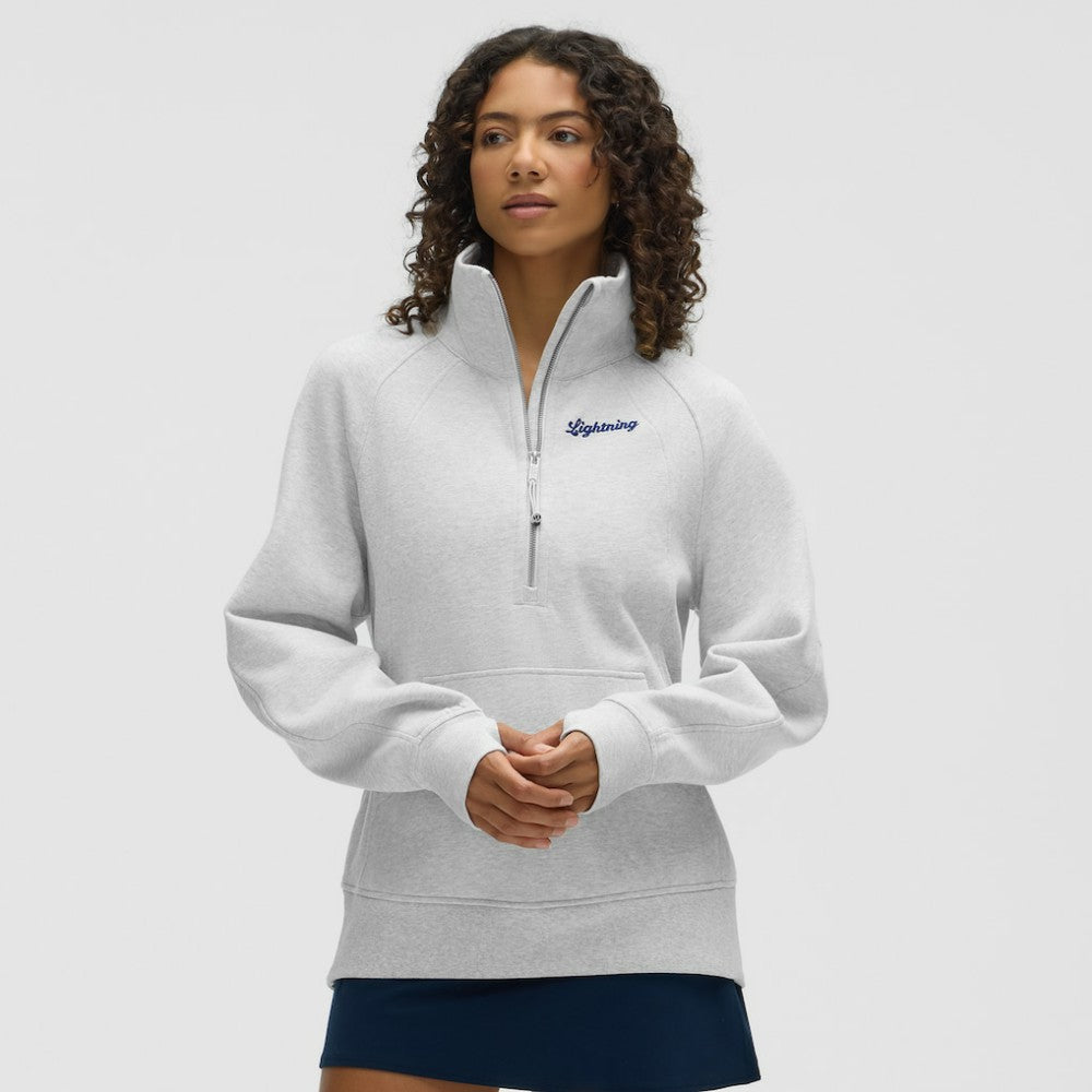 Tampa Bay Lightning lululemon Women's Long Scuba Oversized Half-Zip Funnel Neck - Heathered Core Ultra Light Grey | US 203201186