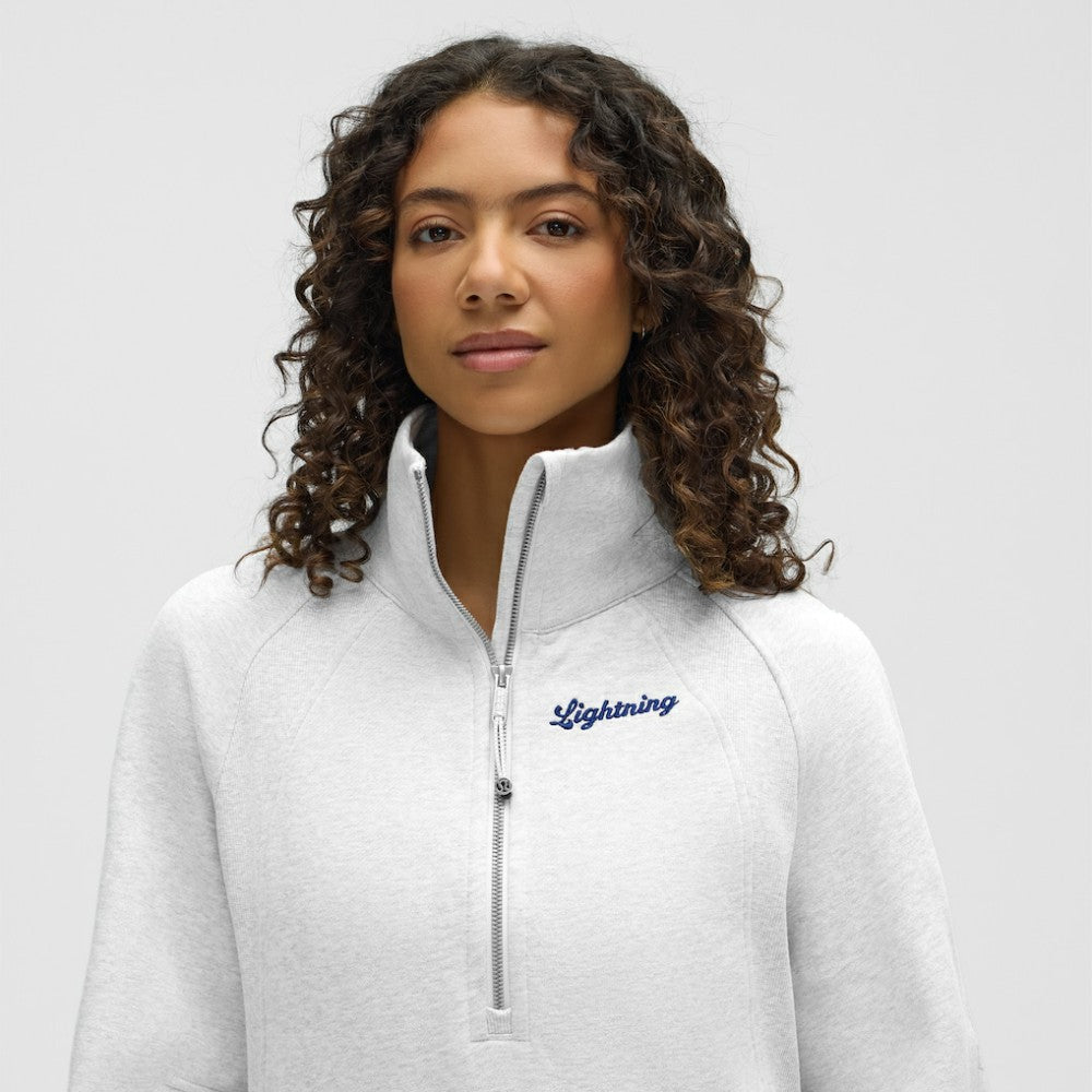 Tampa Bay Lightning lululemon Women's Long Scuba Oversized Half-Zip Funnel Neck - Heathered Core Ultra Light Grey | US 203201186