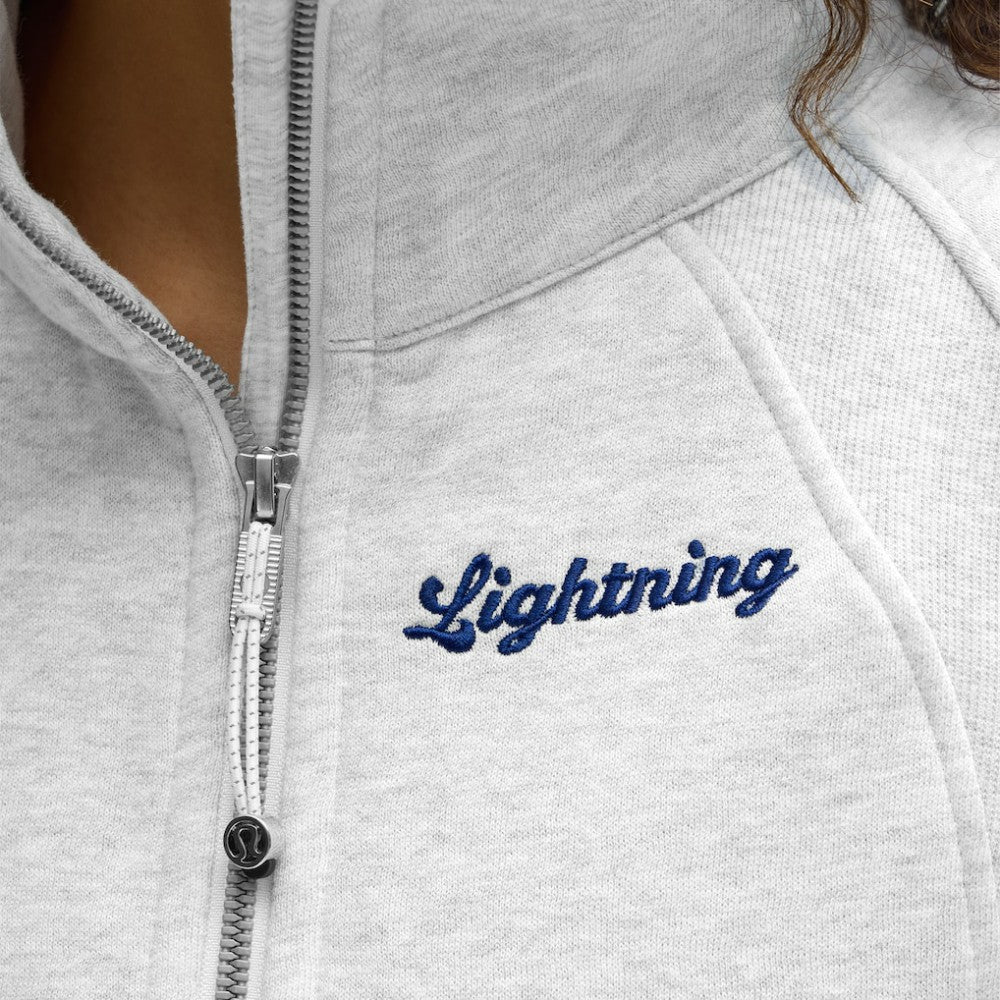 Tampa Bay Lightning lululemon Women's Long Scuba Oversized Half-Zip Funnel Neck - Heathered Core Ultra Light Grey | US 203201186