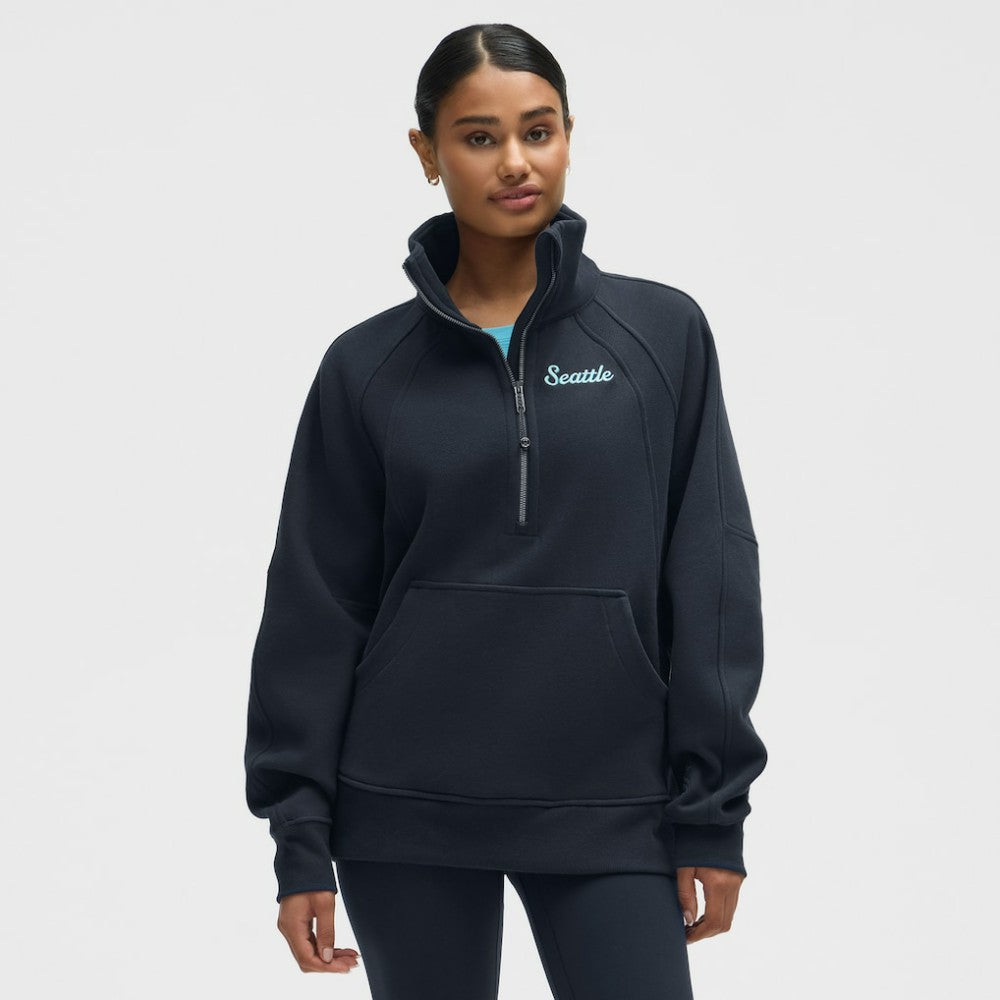 Seattle Kraken lululemon Women's Long Scuba Oversized Half-Zip Funnel Neck - True Navy | US 203201192