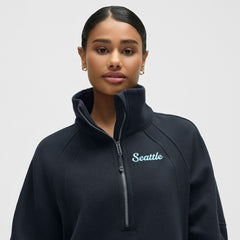 Seattle Kraken lululemon Women's Long Scuba Oversized Half-Zip Funnel Neck - True Navy | US 203201192