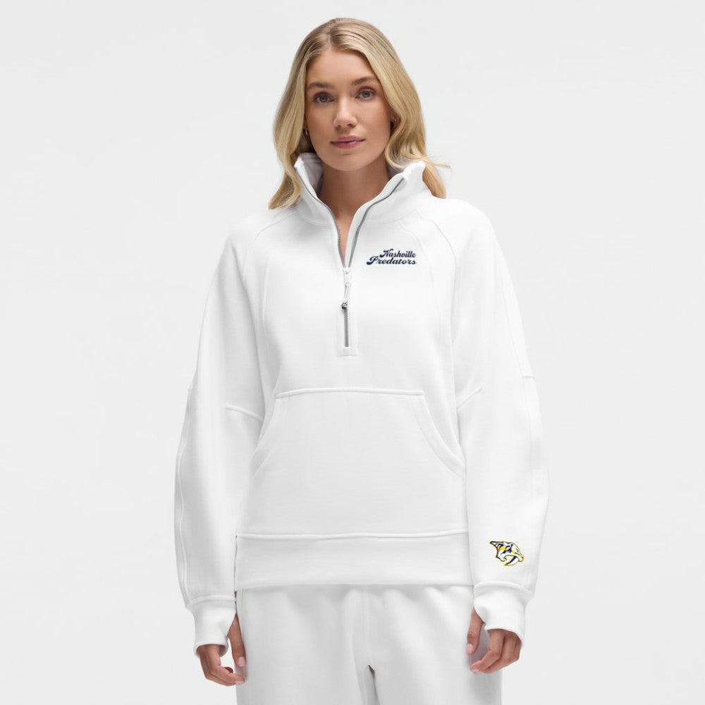 Nashville Predators lululemon Women's Long Scuba Oversized Half-Zip Funnel Neck - White | US 203201193