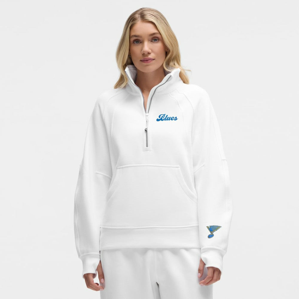 St. Louis Blues lululemon Women's Long Scuba Oversized Half-Zip Funnel Neck - White | US 203201197