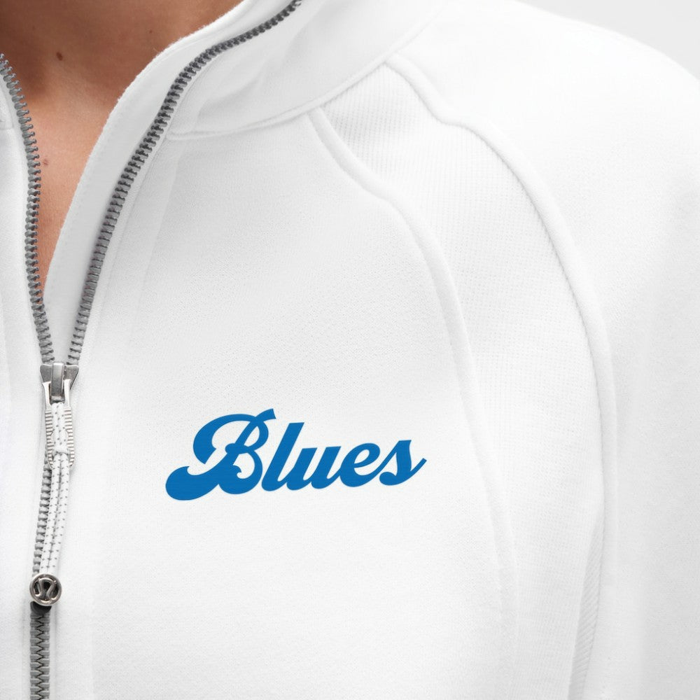 St. Louis Blues lululemon Women's Long Scuba Oversized Half-Zip Funnel Neck - White | US 203201197