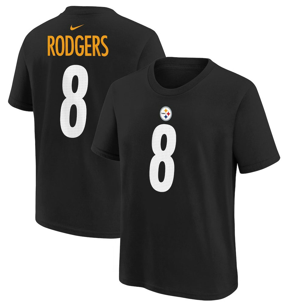 Aaron Rodgers Pittsburgh Steelers Youth Player Name & Number T-Shirt - Black T-shirts