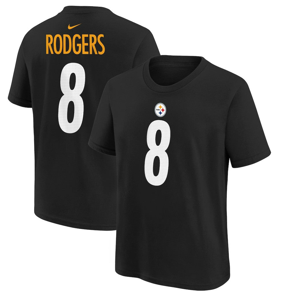 Aaron Rodgers Pittsburgh Steelers Youth Player Name & Number T-Shirt - Black T-shirts