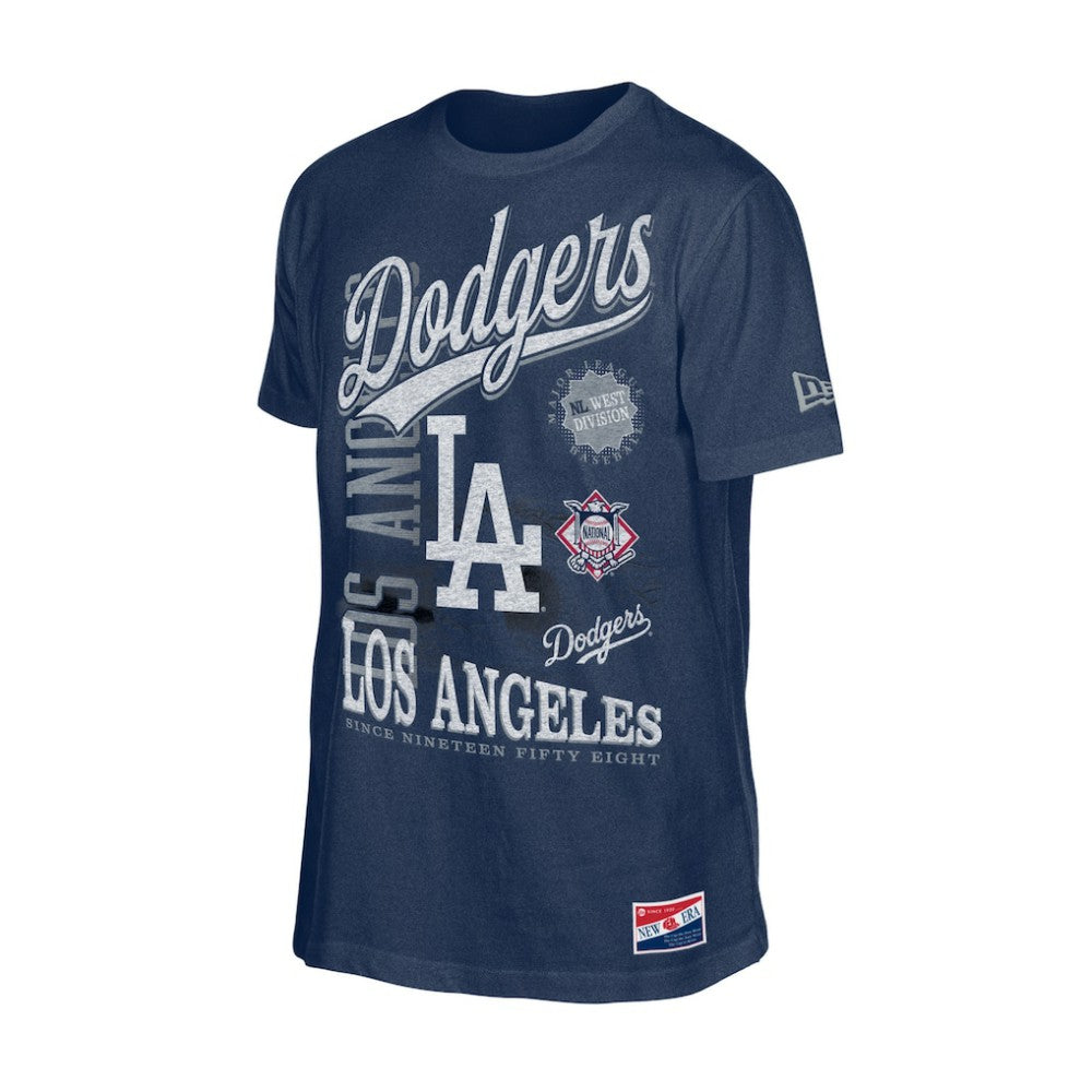 Los Angeles Dodgers New Era  Oversized Throwback Distressed T-Shirt - Navy T-shirts