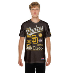 San Diego Padres New Era  Oversized Throwback Distressed T-Shirt - Brown T-shirts