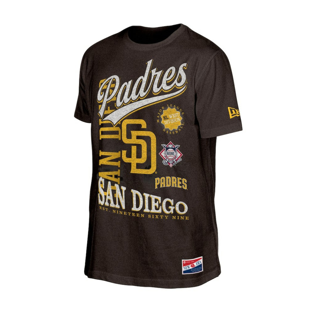 San Diego Padres New Era  Oversized Throwback Distressed T-Shirt - Brown T-shirts