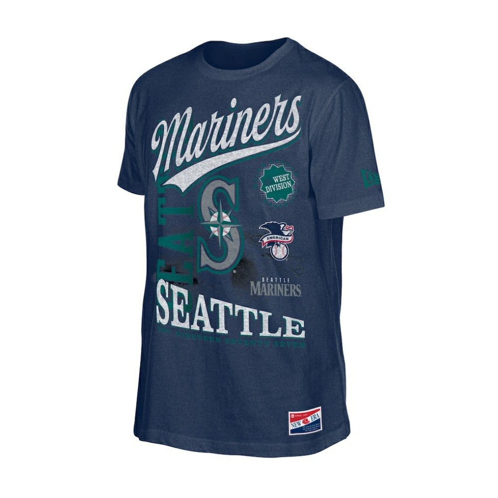 Seattle Mariners New Era  Oversized Throwback Distressed T-Shirt - Navy T-shirts