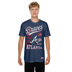 Atlanta Braves New Era  Oversized Throwback Distressed T-Shirt - Navy T-shirts