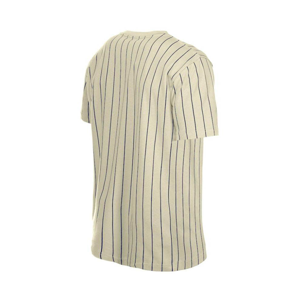 Los Angeles Dodgers New Era Throwback Meshback Pinstripe T-Shirt - Cream T-shirts