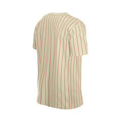 Cincinnati Reds New Era Throwback Meshback Pinstripe T-Shirt - Cream T-shirts