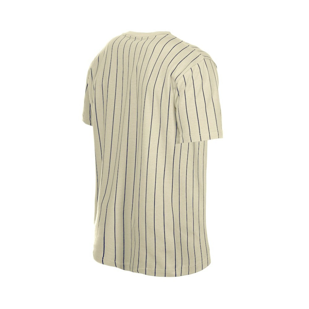 Detroit Tigers New Era Throwback Meshback Pinstripe T-Shirt - Cream T-shirts