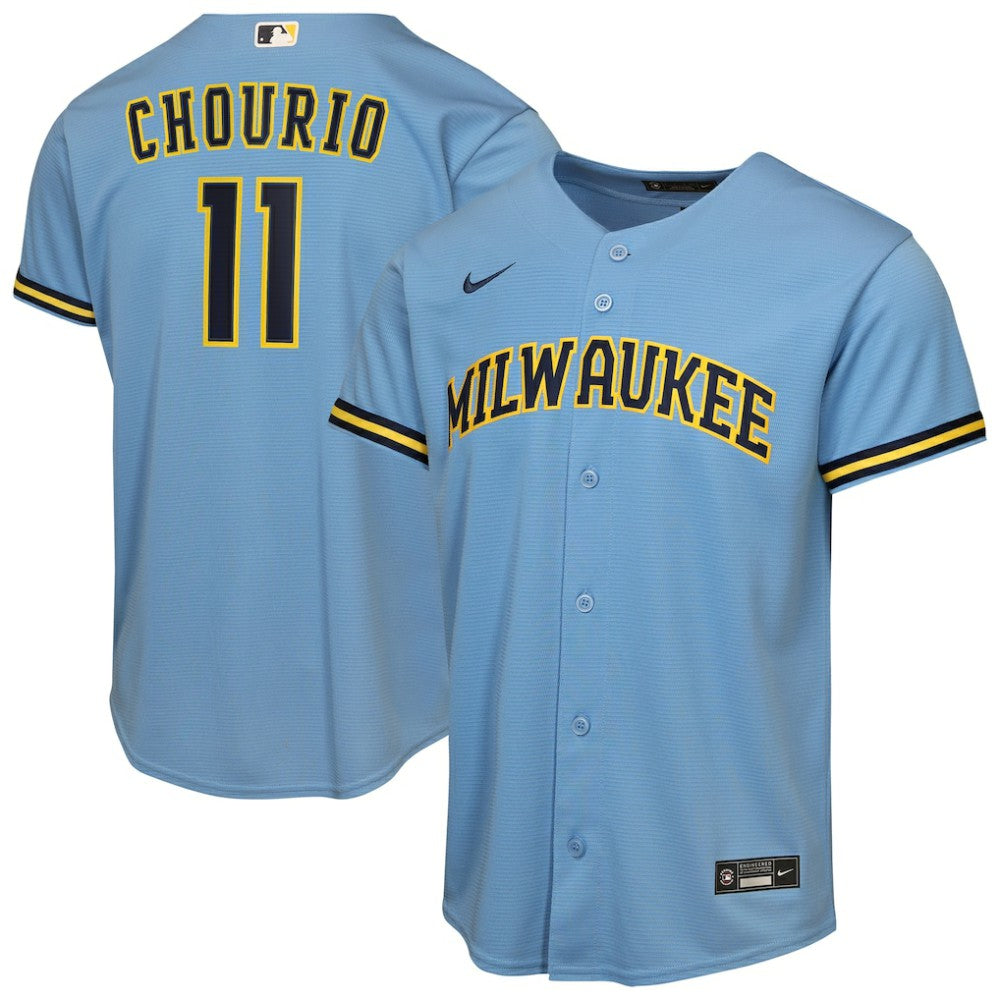 Jackson Chourio Milwaukee Brewers Nike Youth Road Replica Jersey - Light Blue Jerseys