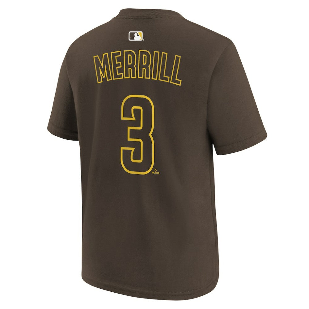 Jackson Merrill San Diego Padres Nike Youth Name & Number T-Shirt - Brown T-shirts