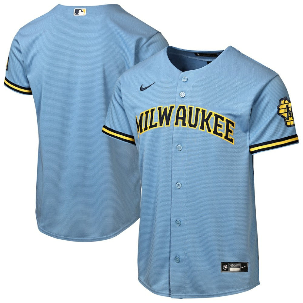 Milwaukee Brewers Nike Youth Road Stadium Jersey - Powder Blue Jerseys