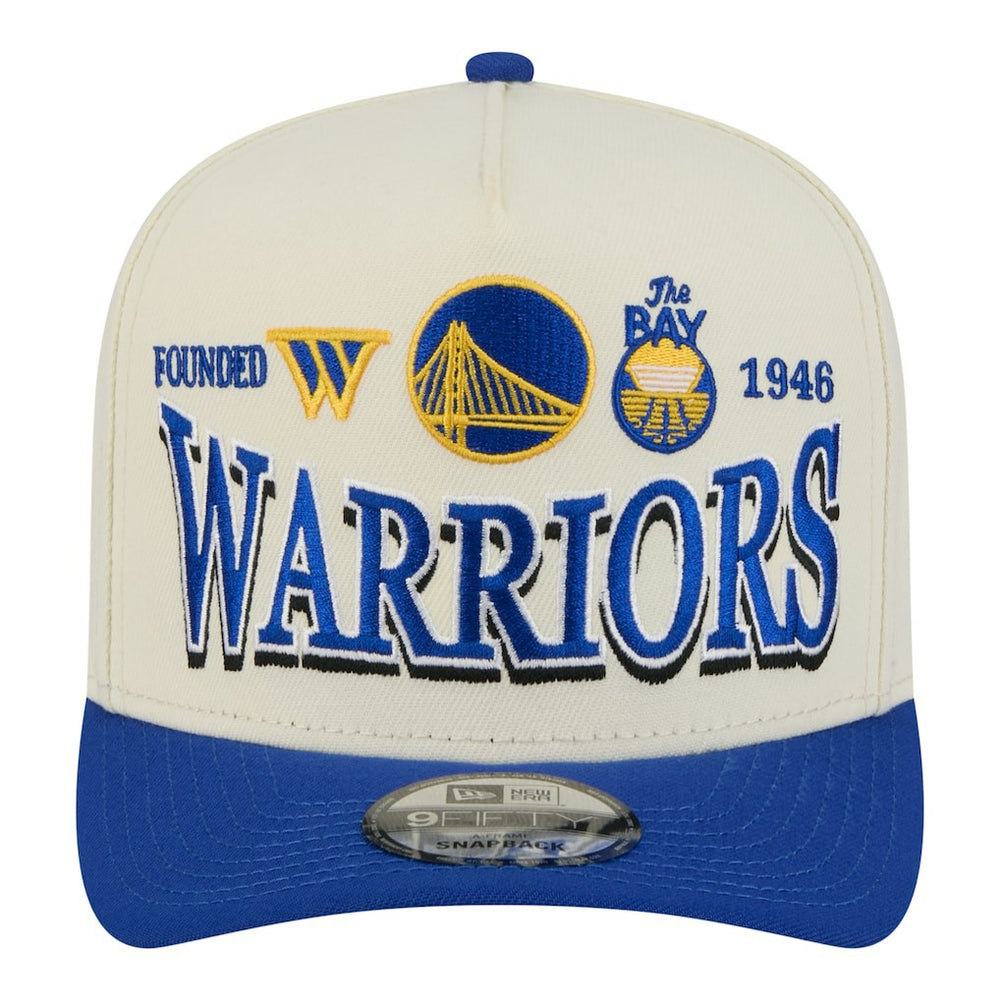 Golden State Warriors Stretched 2-Tone A-Frame 9FIFTY Adjustable Hat Cream/Royal - New Era outlet