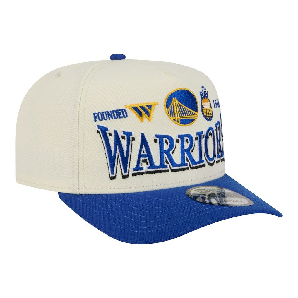 Golden State Warriors Stretched 2-Tone A-Frame 9FIFTY Adjustable Hat Cream/Royal - New Era outlet
