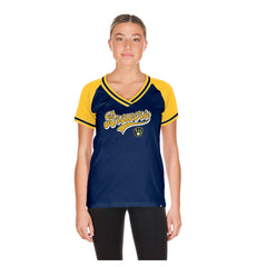 Milwaukee Brewers New Era Women's Gameday V-Neck T-Shirt - Navy T-shirts