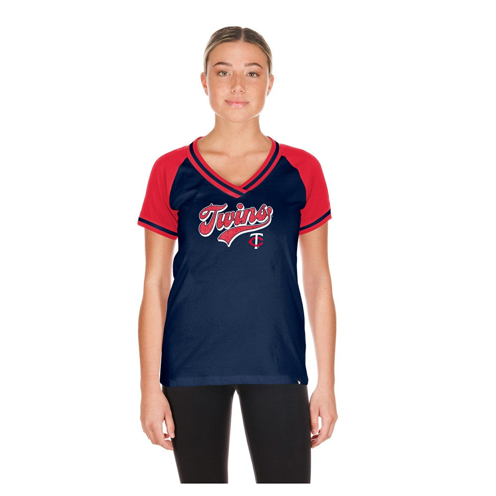 Minnesota Twins New Era Women's Gameday V-Neck T-Shirt - Navy T-shirts