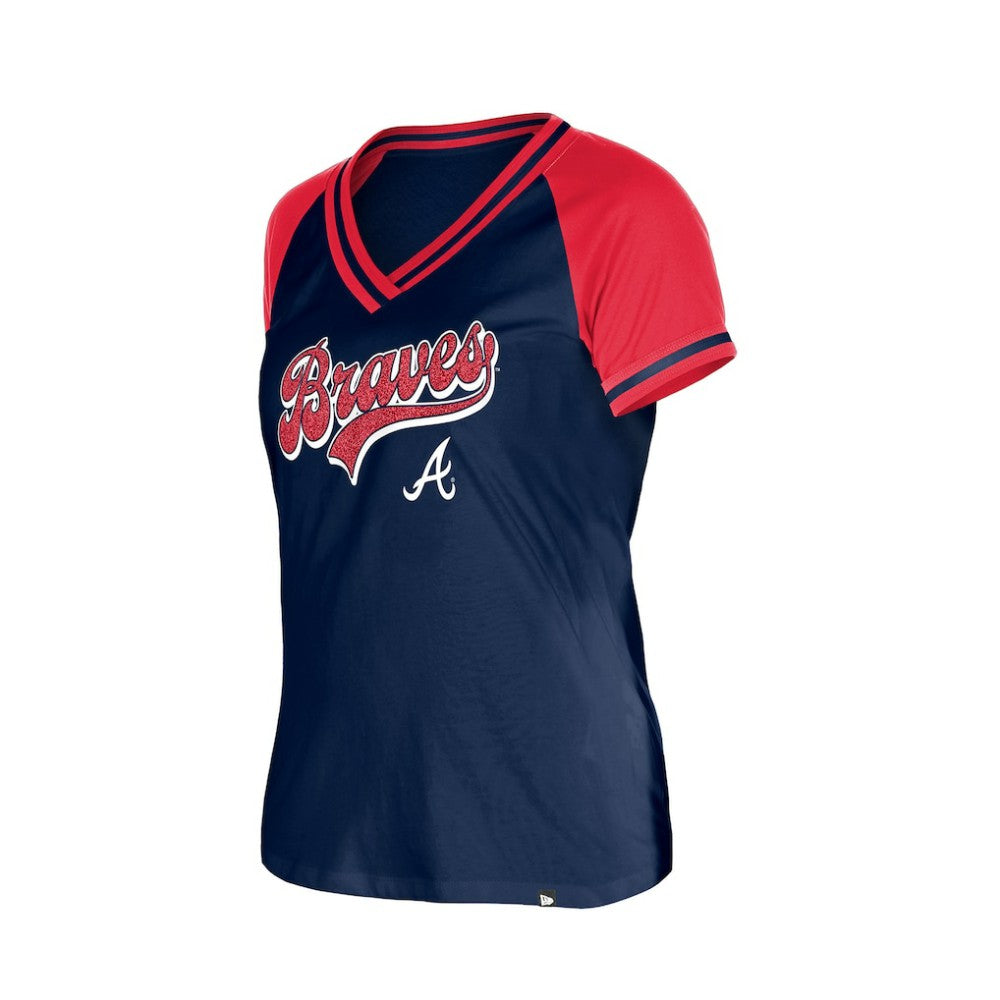 Atlanta Braves New Era Women's Gameday V-Neck T-Shirt - Navy T-shirts