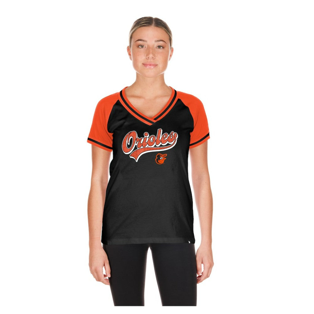 Baltimore Orioles New Era Women's Gameday V-Neck T-Shirt - Black T-shirts