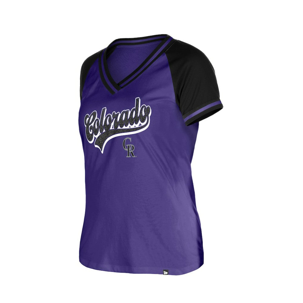 Colorado Rockies New Era Women's Gameday V-Neck T-Shirt - Purple T-shirts