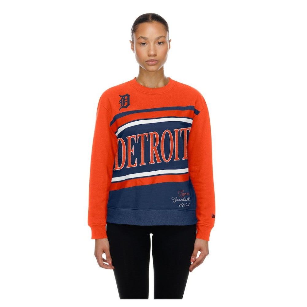 Detroit Tigers New Era Women's Gameday Fleece Sweatshirt - Navy/Orange Sweatshirts