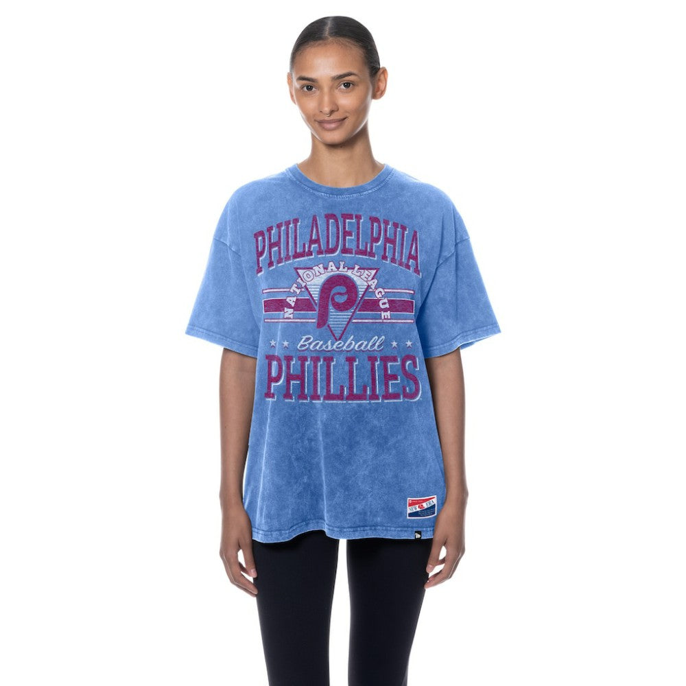 Philadelphia Phillies New Era Women's Oversized Boyfriend T-Shirt - Light Blue T-shirts
