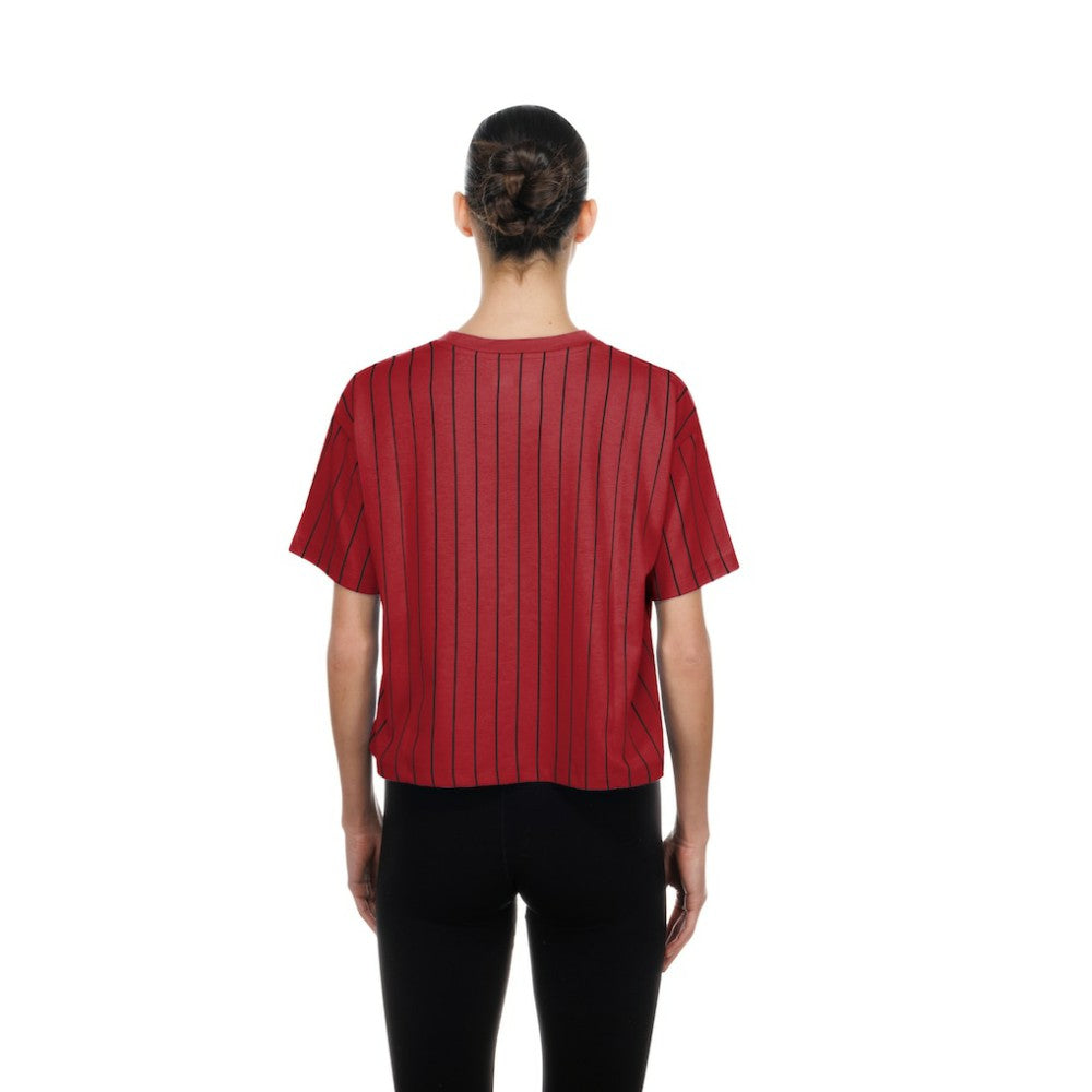 Arizona Diamondbacks New Era Women's Throwback Meshback Pinstripe Boxy T-Shirt - Red T-shirts