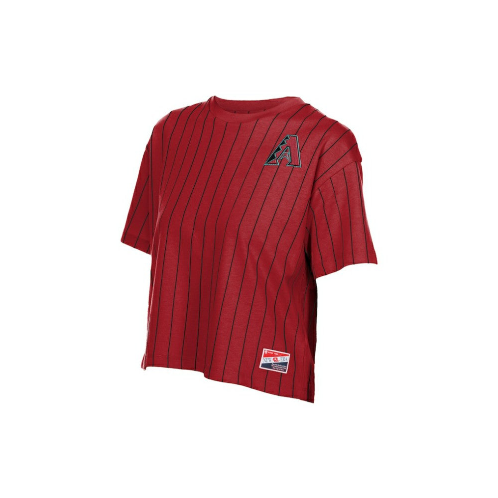 Arizona Diamondbacks New Era Women's Throwback Meshback Pinstripe Boxy T-Shirt - Red T-shirts