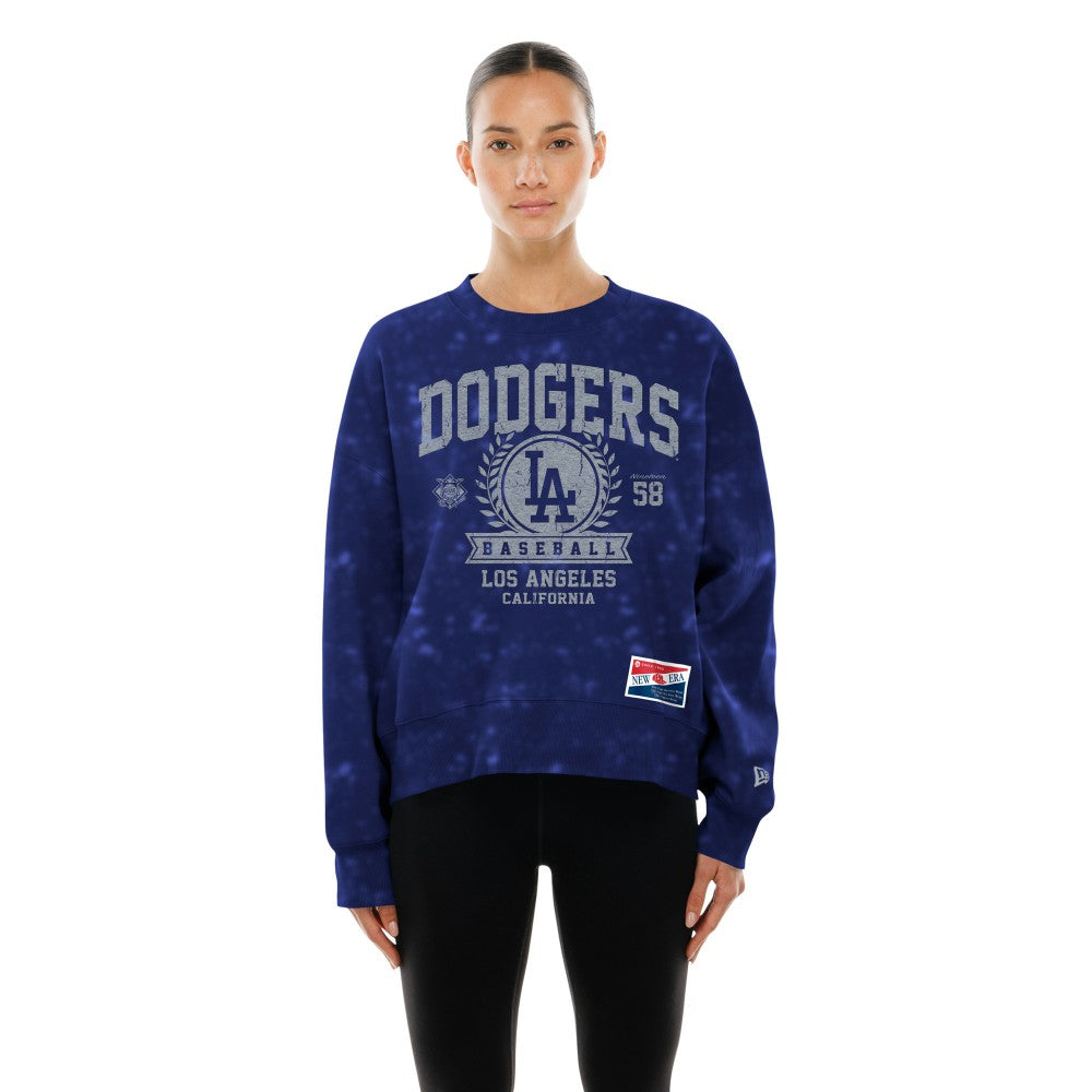 Los Angeles Dodgers New Era Women's Throwback Oversized Boxy Sweatshirt - Royal Sweatshirts