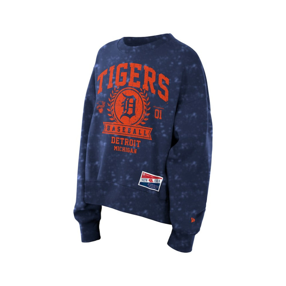 Detroit Tigers New Era Women's Throwback Oversized Boxy Sweatshirt - Navy Sweatshirts