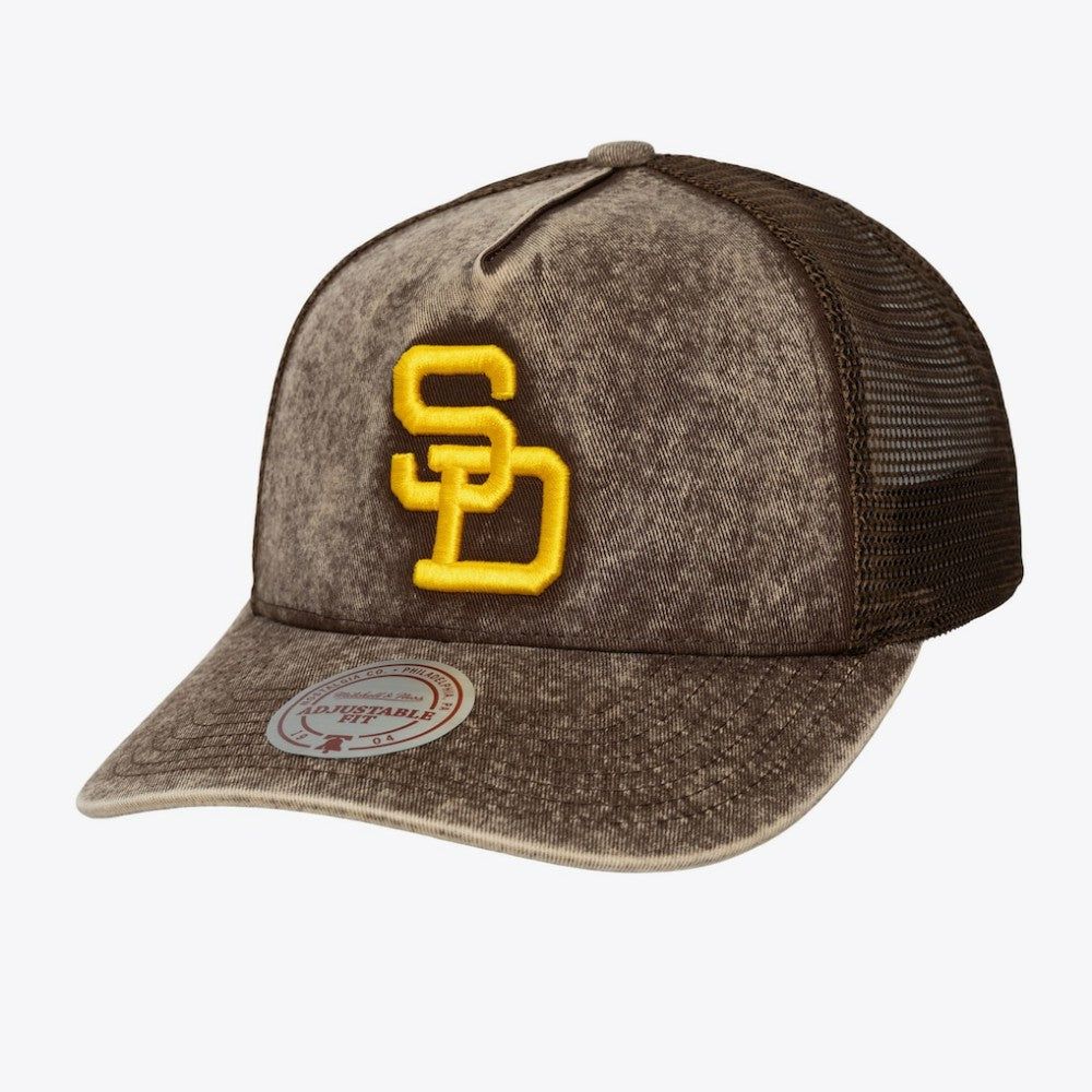 San Diego Padres Mitchell & Ness Unisex Cooperstown Gameday Adjustable Trucker Hat - Brown Hats