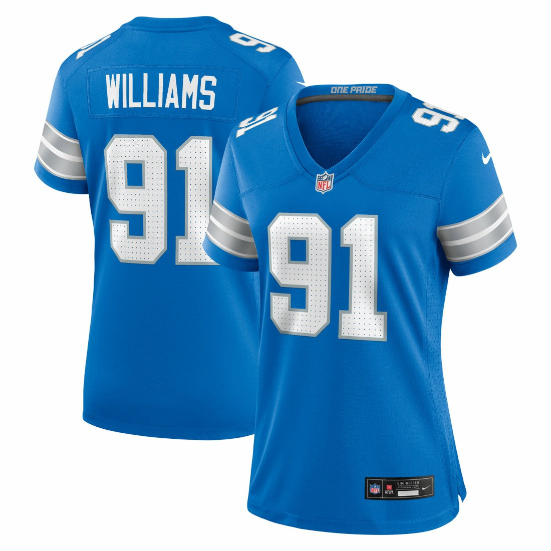 Tyleik Williams Detroit Lions Women's Team Game Jersey - Blue Jerseys