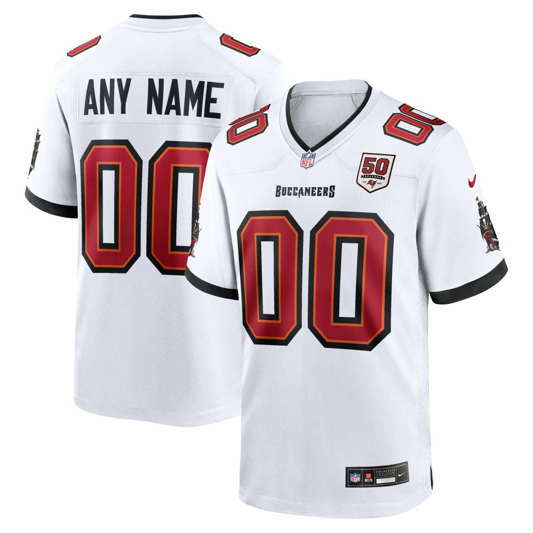 Tampa Bay Buccaneers 50th Season Custom Game Jersey - White Jerseys