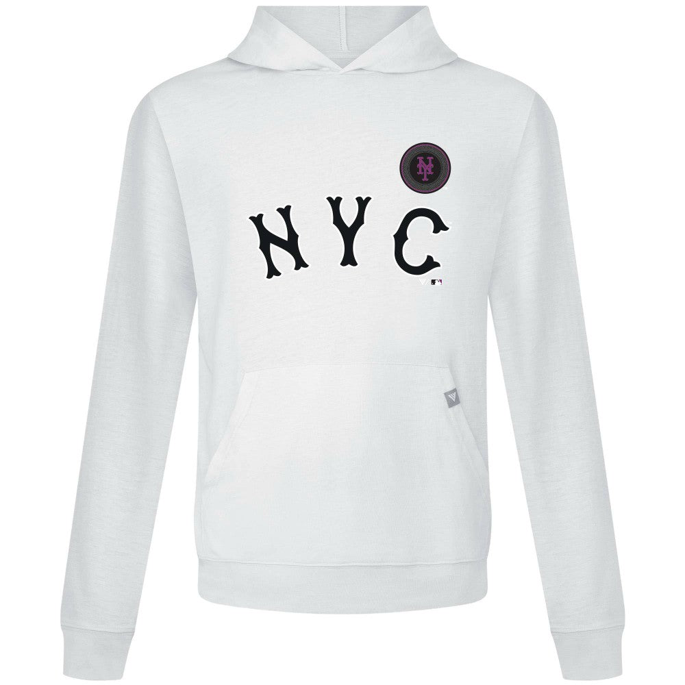 New York Mets Levelwear City Connect Relay Core Logo Pullover Hoodie - White Hoodies